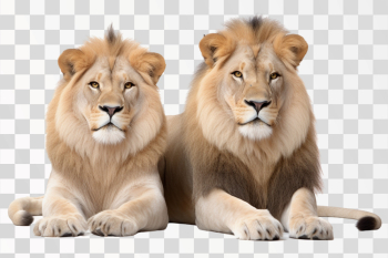 Pair of adult Lions - PNG transparent background