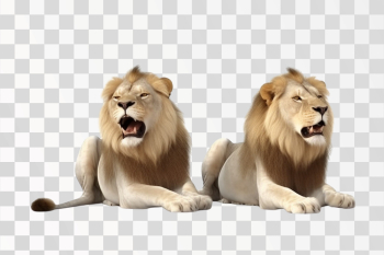 Pair of adult Lions - PNG transparent background