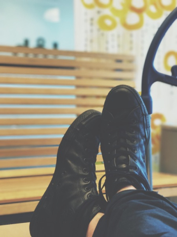 Pair of Black Leather Sneakers Pair of Black Leather Sneakers