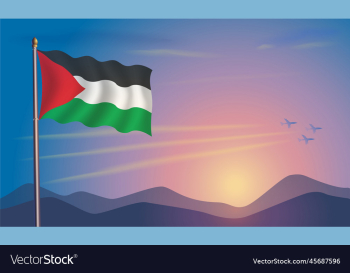 palestine flag in the morning sun palestine flag in the morning sun