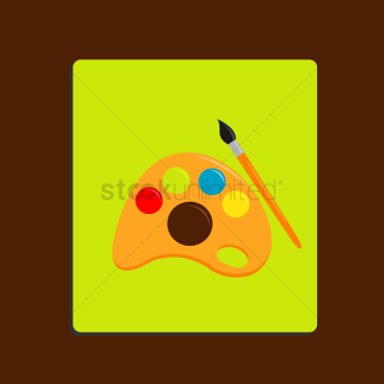 Palette with paints and brush Palette with paints and brush