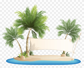 Palm Islands Beach Clip Art - Palm Tree Beach Clipart