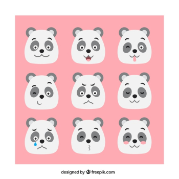 Panda bear emoticons with great facial expressions