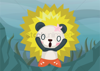 Panda in mermaid costume in shock Panda in mermaid costume in shock
