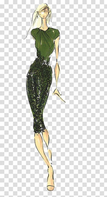 Pantone Color Autumn Green Fashion, Simple design women's fashion illustration transparent background PNG clipart
