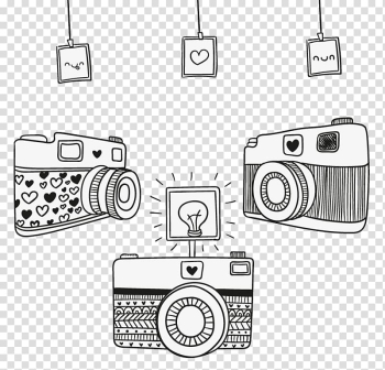 Paper Adhesive Camera Partition wall, Hand-painted black and white camera transparent background PNG clipart