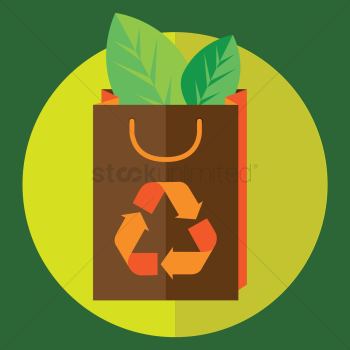 Paper bag with recycle symbol Paper bag with recycle symbol