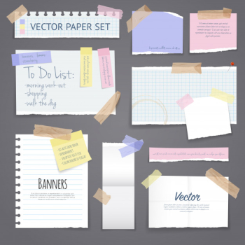 Paper banners set with sticky tape Paper banners set with sticky tape
