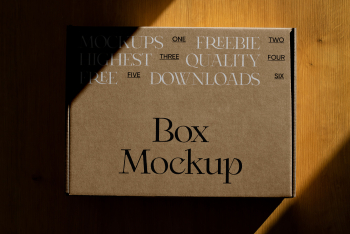 Paper Box on Wood Floor Mockup Paper Box on Wood Floor Mockup