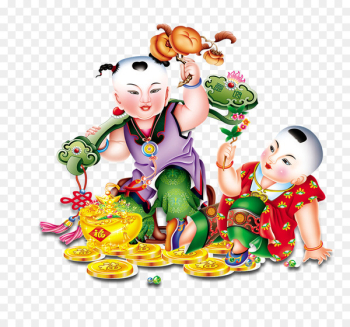 Paper Chinese zodiac Chinese New Year Lantern New Year picture - New Year children 