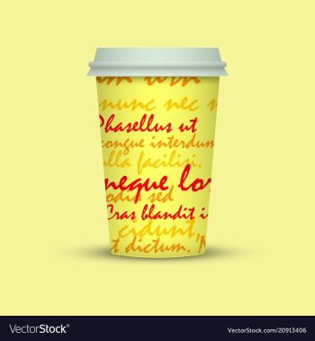 Paper coffee cup plastic coffee cup with text vector image