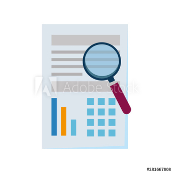paper document financial with magnifying glass paper document financial with magnifying glass