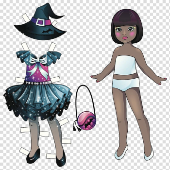 Paper doll illustration, Halloween Witch transparent background PNG clipart Paper doll illustration, Halloween Witch transparent background PNG clipart