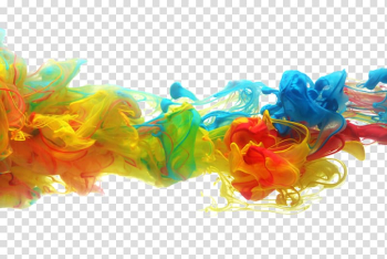 Paper Ink Watercolor painting Pigment, Melt in water color ink, red, yellow, and blue smoke illustration transparent background PNG clipart