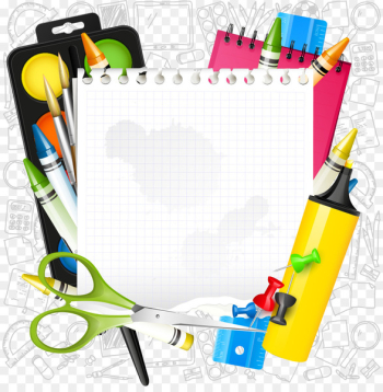 Paper School supplies Icon - Vector cartoon school supplies Paper School supplies Icon - Vector cartoon school supplies