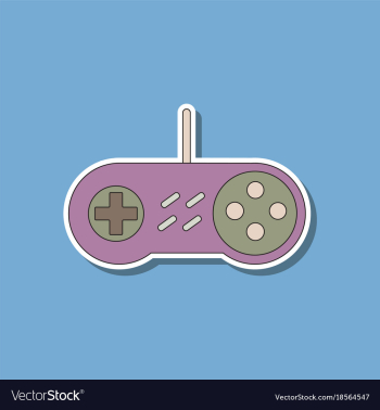 Paper sticker on background of game joystick vector image Paper sticker on background of game joystick vector image