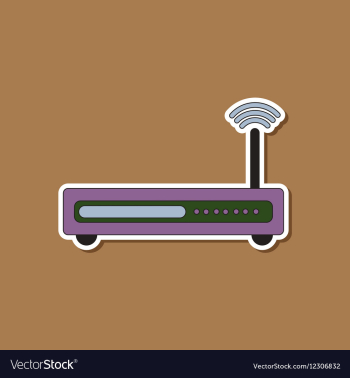 Paper sticker on background of Wi fi modem vector image Paper sticker on background of Wi fi modem vector image