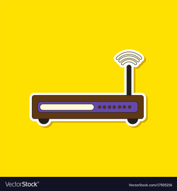 Paper sticker on background of wi fi modem vector image Paper sticker on background of wi fi modem vector image