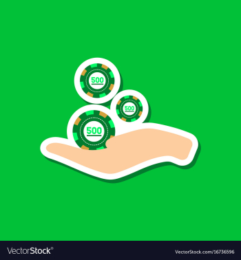 Paper sticker on stylish background casino chips vector image Paper sticker on stylish background casino chips vector image