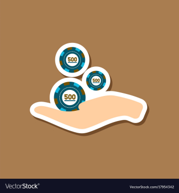 Paper sticker on stylish background casino chips vector image Paper sticker on stylish background casino chips vector image