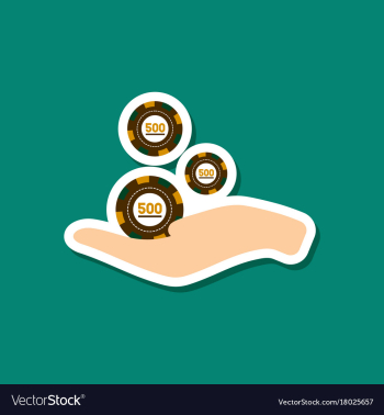 Paper sticker on stylish background casino chips vector image Paper sticker on stylish background casino chips vector image