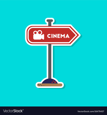 Paper sticker on stylish background cinema sign vector image Paper sticker on stylish background cinema sign vector image