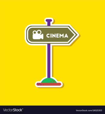 Paper sticker on stylish background cinema sign vector image Paper sticker on stylish background cinema sign vector image