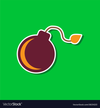 Paper sticker on stylish background dangerous bomb vector image