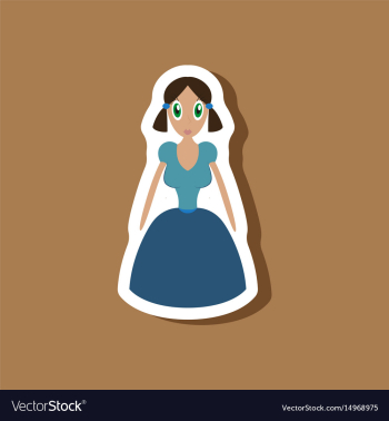 Paper sticker on stylish background doll in dress vector image Paper sticker on stylish background doll in dress vector image