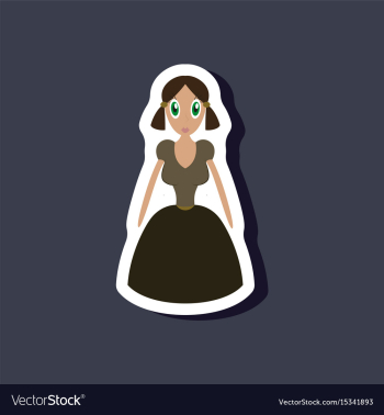 Paper sticker on stylish background doll in dress vector image Paper sticker on stylish background doll in dress vector image