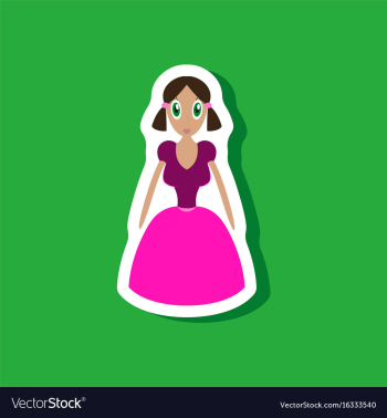 Paper sticker on stylish background doll in dress vector image Paper sticker on stylish background doll in dress vector image