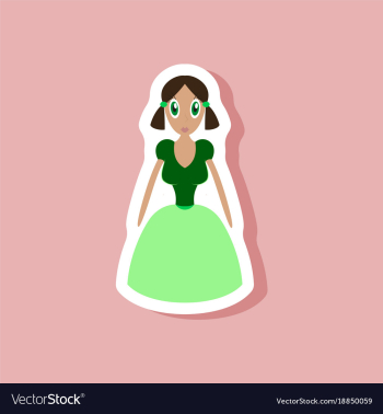 Paper sticker on stylish background doll in dress vector image Paper sticker on stylish background doll in dress vector image