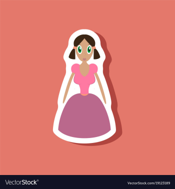 Paper sticker on stylish background doll in dress vector image Paper sticker on stylish background doll in dress vector image