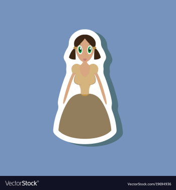 Paper sticker on stylish background doll in dress vector image Paper sticker on stylish background doll in dress vector image