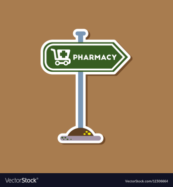 Paper sticker on stylish background pharmacy sign vector image