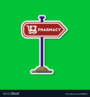 Paper sticker on stylish background pharmacy sign vector image