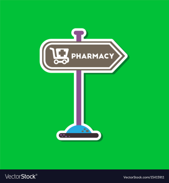 Paper sticker on stylish background pharmacy sign vector image