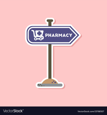 Paper sticker on stylish background pharmacy sign vector image