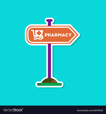 Paper sticker on stylish background pharmacy sign vector image