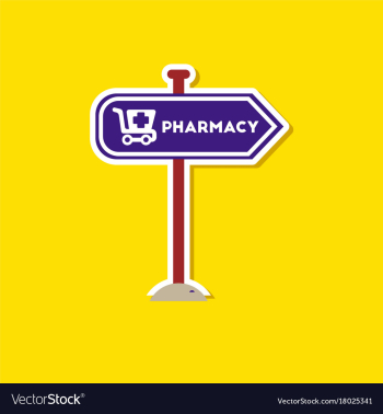 Paper sticker on stylish background pharmacy sign vector image