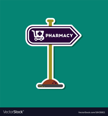 Paper sticker on stylish background pharmacy sign vector image