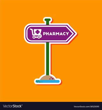 Paper sticker on stylish background pharmacy sign vector image