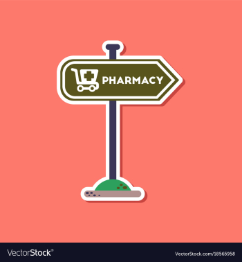 Paper sticker on stylish background pharmacy sign vector image