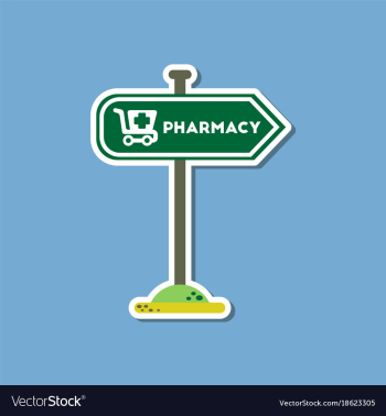 Paper sticker on stylish background pharmacy sign vector image