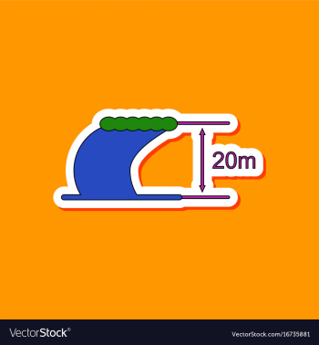 Paper sticker on stylish background wave height vector image Paper sticker on stylish background wave height vector image