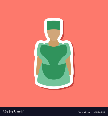 Paper sticker on stylish background woman chef vector image Paper sticker on stylish background woman chef vector image