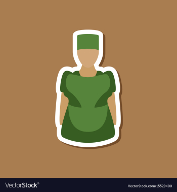 Paper sticker on stylish background woman chef vector image Paper sticker on stylish background woman chef vector image