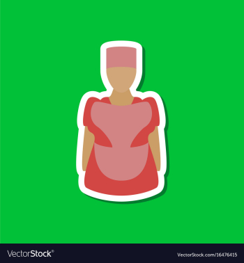 Paper sticker on stylish background woman chef vector image Paper sticker on stylish background woman chef vector image