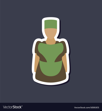 Paper sticker on stylish background woman chef vector image Paper sticker on stylish background woman chef vector image