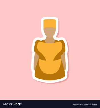 Paper sticker on stylish background woman chef vector image Paper sticker on stylish background woman chef vector image